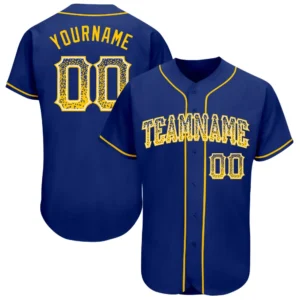 Custom Royal Drift Fashion Baseball Jersey with Gold-White