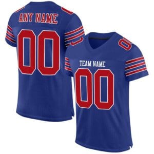 Custom Royal Mesh Football Jersey with Red