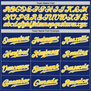 Custom Royal Pinstripe Baseball Jersey with Gold-White - Image 3
