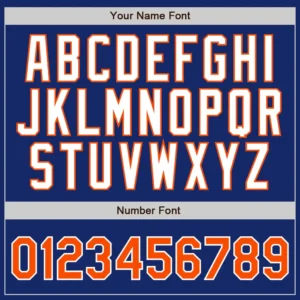 Custom Royal Pinstripe Baseball Jersey with Orange-White - Image 2