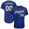 Custom Royal Pinstripe Baseball Jersey with White-Black