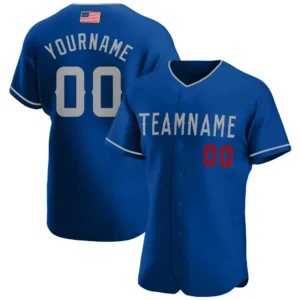 Custom Royal USA Flag Fashion Baseball Jersey with Gray-Red