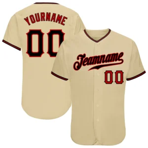 Custom Sand Baseball Jersey with Black-Red