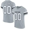 Custom Silver Mesh Football Jersey with White-Black
