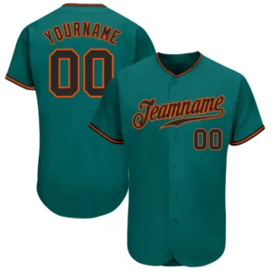 Custom Teal Baseball Jersey with Black-Orange