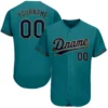 Custom Teal Baseball Jersey with Navy-Old Gold