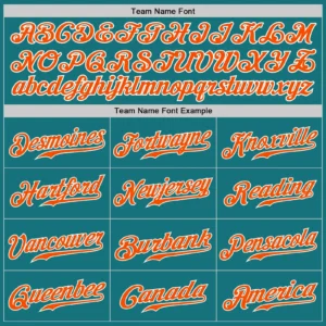 Custom Teal Baseball Jersey with Orange-White - Image 2