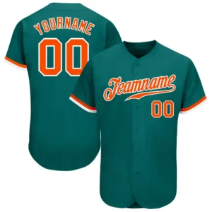 Custom Teal Baseball Jersey with Orange-White