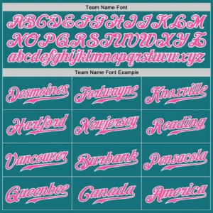 Custom Teal Baseball Jersey with Pink-White - Image 2