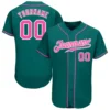 Custom Teal Baseball Jersey with Pink-White