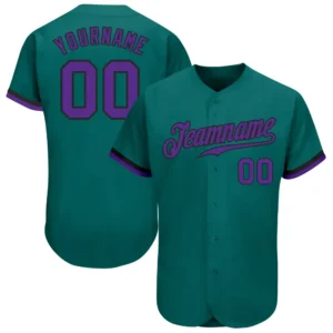 Custom Teal Baseball Jersey with Purple-Black