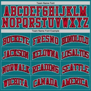 Custom Teal Baseball Jersey with Red-Black - Image 2