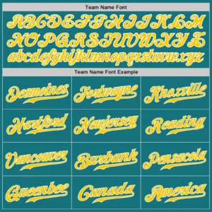 Custom Teal Baseball Jersey with Steel Gold-White - Image 2