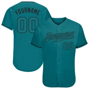 Custom Teal Baseball Jersey with Teal-Black