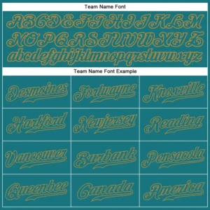 Custom Teal Baseball Jersey with Teal-Old Gold - Image 2