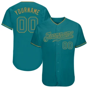 Custom Teal Baseball Jersey with Teal-Old Gold