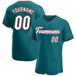 Custom Teal Baseball Jersey with White-Red