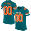 Custom Teal Mesh Football Jersey with Orange-White