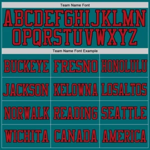 Custom Teal Mesh Football Jersey with Red-Black - Image 2