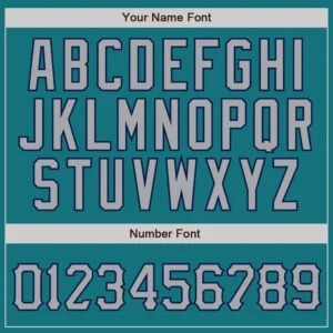 Custom Teal Pinstripe Baseball Jersey with Gray-Navy - Image 2