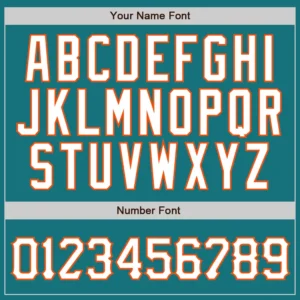 Custom Teal Pinstripe Baseball Jersey with White-Orange - Image 2