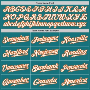 Custom Teal Pinstripe Baseball Jersey with White-Orange - Image 3