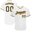Custom White Baseball Jersey with Black-Gold