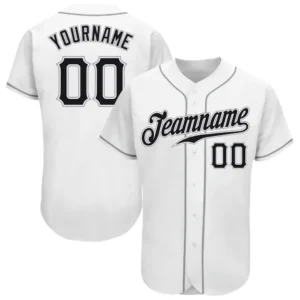 Custom White Baseball Jersey with Black-Gray