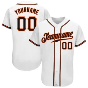 Custom White Baseball Jersey with Black-Orange
