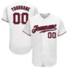 Custom White Baseball Jersey with Crimson-Black
