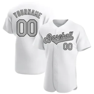 Custom White Baseball Jersey with Gray-Black
