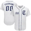 Custom White Baseball Jersey with Navy