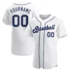 Custom White Baseball Jersey with Navy