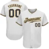 Custom White Baseball Jersey with Navy-Gold