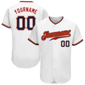 Custom White Baseball Jersey with Navy-Old Gold