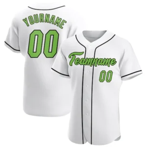 Custom White Baseball Jersey with Neon Green-Black