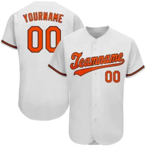 Custom White Baseball Jersey with Orange-Black