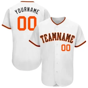 Custom White Baseball Jersey with Orange-Black