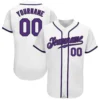 Custom White Baseball Jersey with Purple-Black