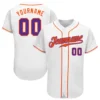 Custom White Baseball Jersey with Purple-Orange