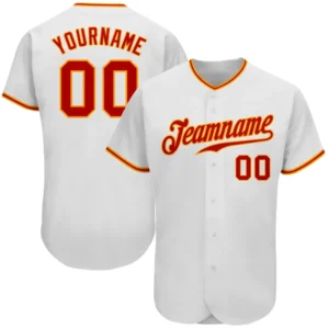 Custom White Baseball Jersey with Red-Gold