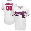Custom White Baseball Jersey with Red-Navy