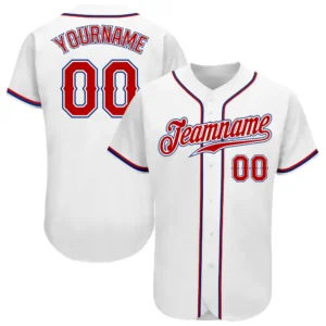 Custom White Baseball Jersey with Red-Royal