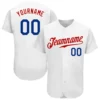 Custom White Baseball Jersey with Royal-Red