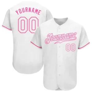 Custom White Baseball Jersey with White-Pink