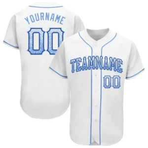Custom White Drift Fashion Baseball Jersey with Light Blue-Royal