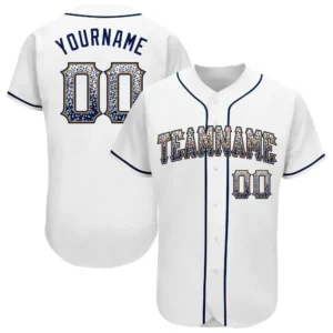 Custom White Drift Fashion Baseball Jersey with Navy-Old Gold