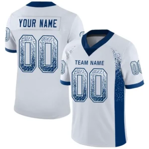 Custom White Mesh Drift Fashion Football Jersey with Royal