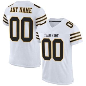 Custom White Mesh Football Jersey with Black-Gold
