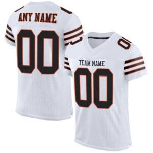 Custom White Mesh Football Jersey with Black-Orange